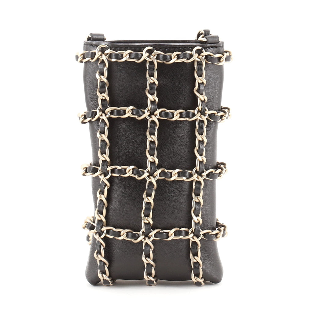 Chain Frame Phone Clutch with Chain Lambskin