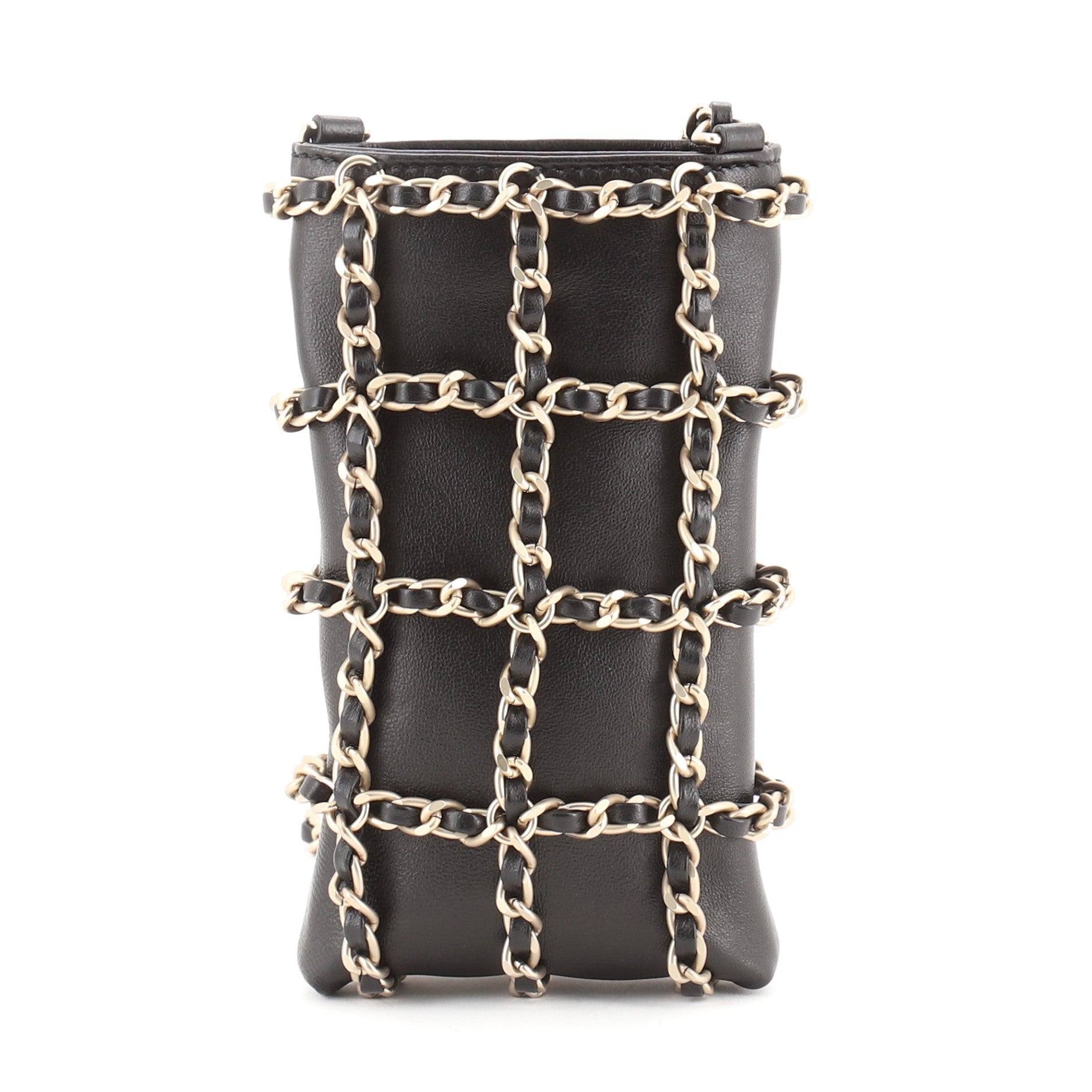 Chain Frame Phone Clutch with Chain Lambskin