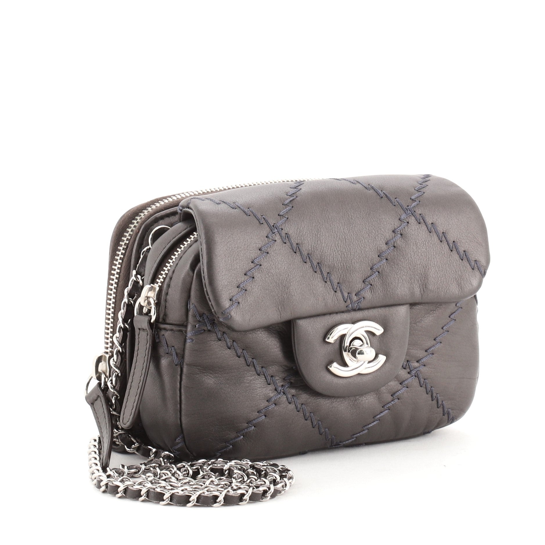 Ultimate Stitch Wallet on Chain Flap Quilted Lambskin Mini