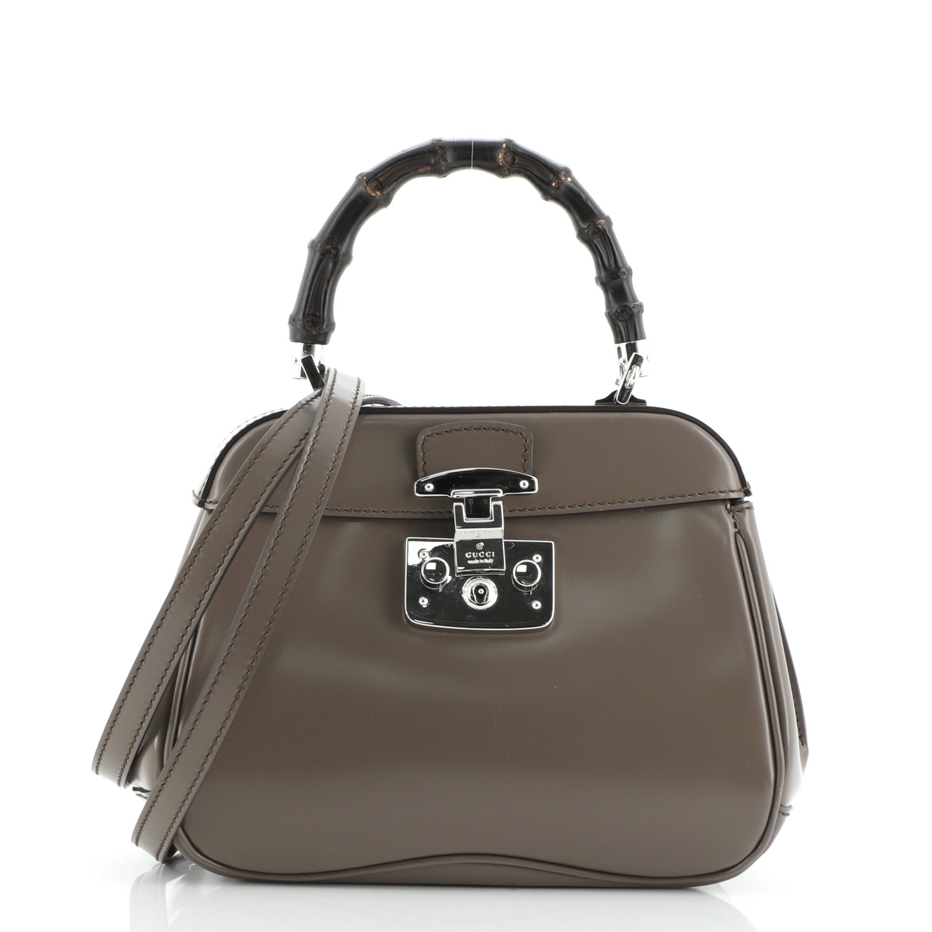 Lady Lock Bamboo Top Handle Bag Leather Mini