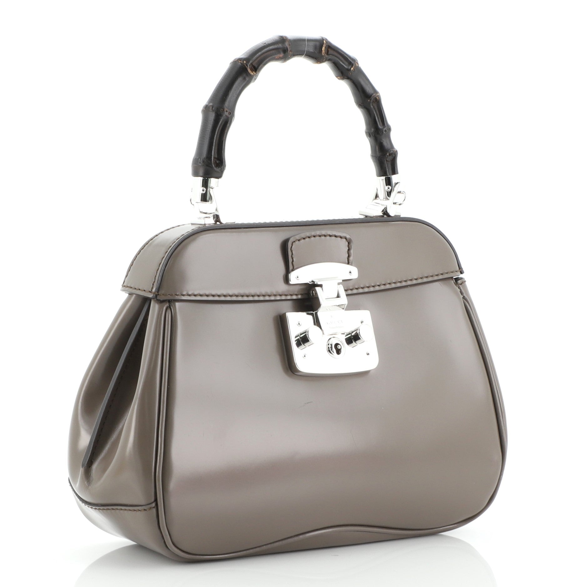 Lady Lock Bamboo Top Handle Bag Leather Mini