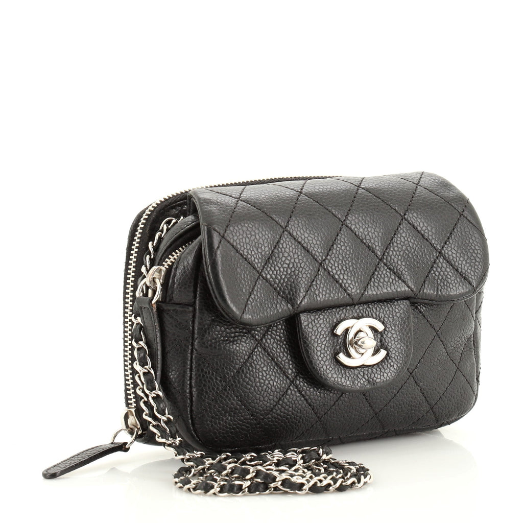 Wallet on Chain Flap Bag Quilted Caviar Mini