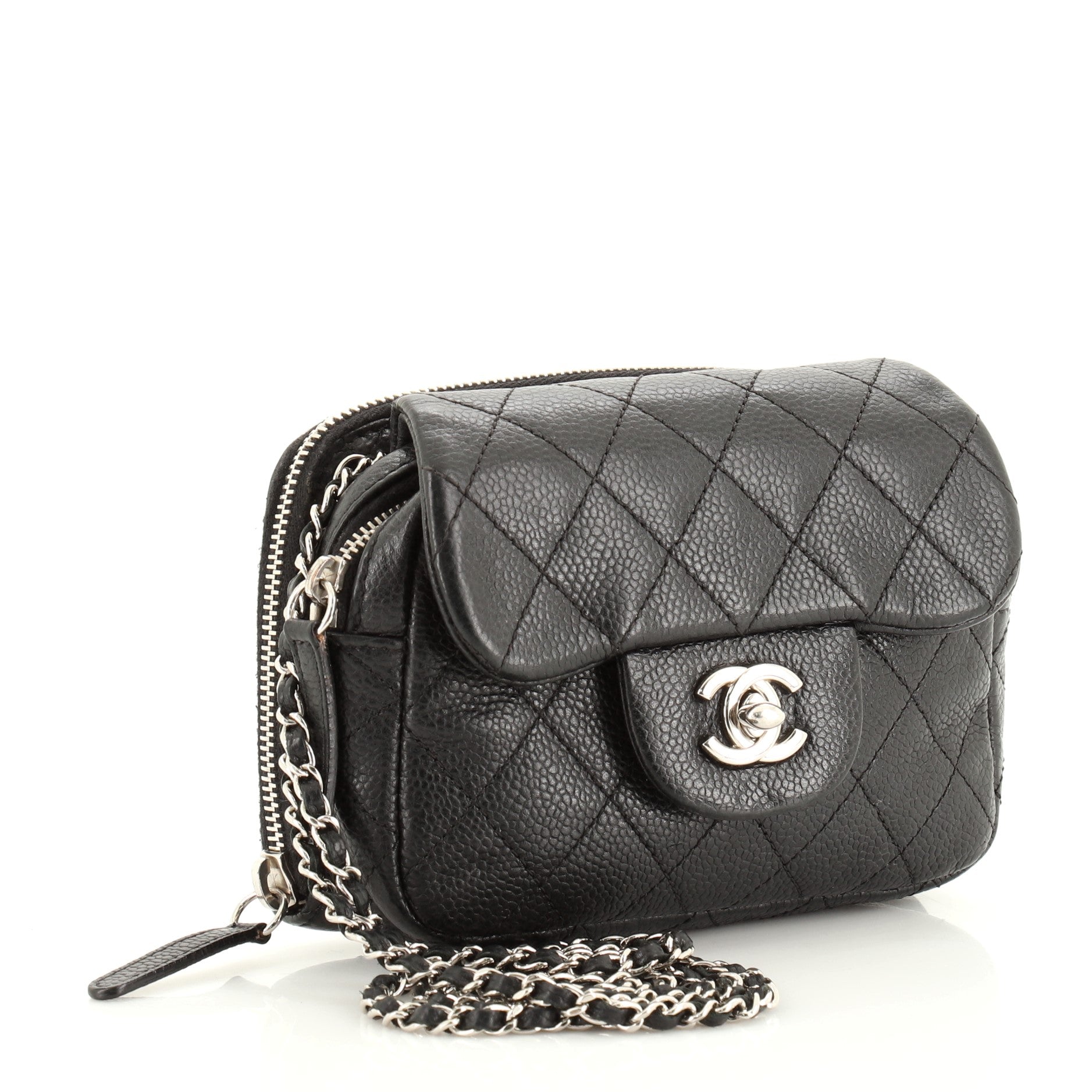 Wallet on Chain Flap Bag Quilted Caviar Mini
