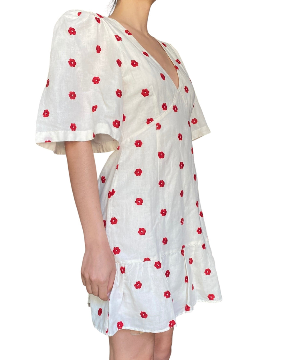 Rhode White Cotton Floral Printed Dress- 6