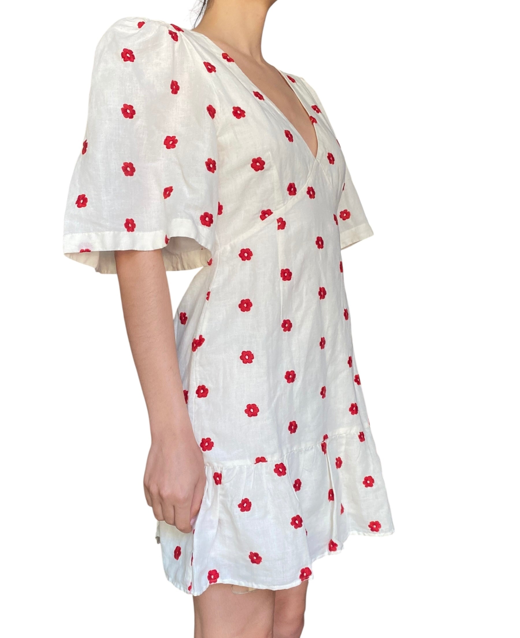 Rhode White Cotton Floral Printed Dress- 6