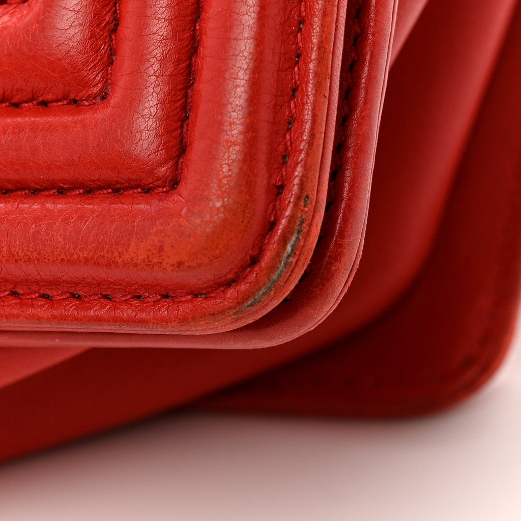 Calfskin Double Stitch New Medium Boy Flap Red