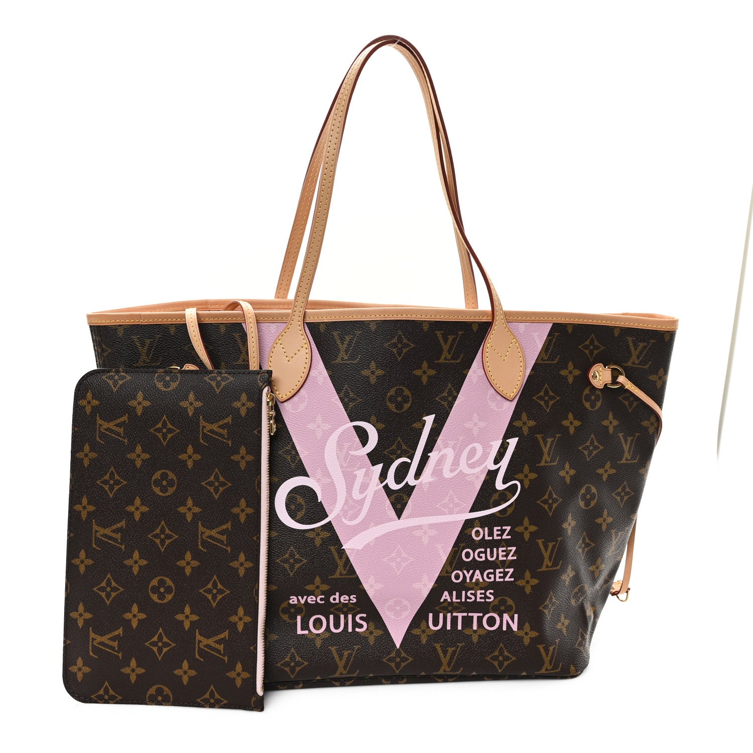 Monogram Sydney V Neverfull MM Rose Ballerine