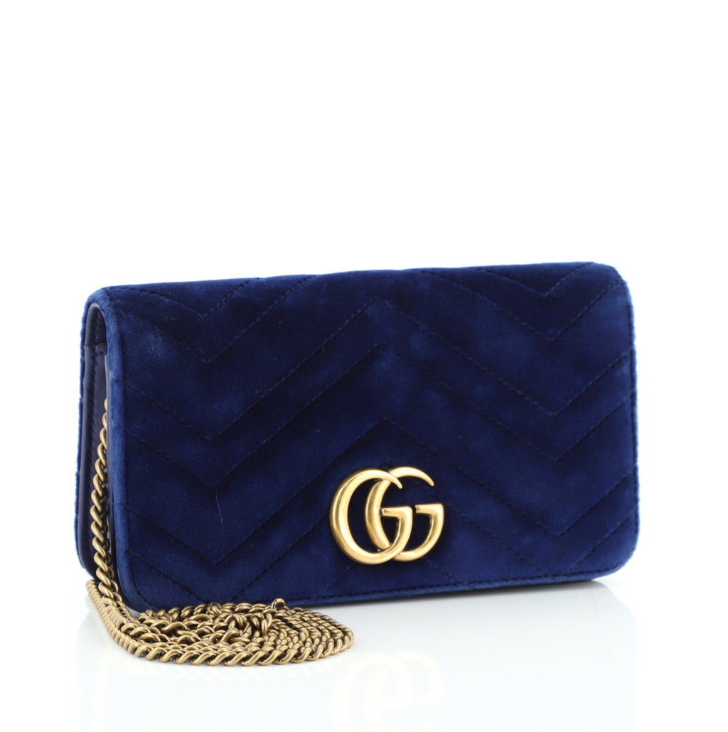 GG Marmont Chain Flap Bag Matelasse Velvet Mini