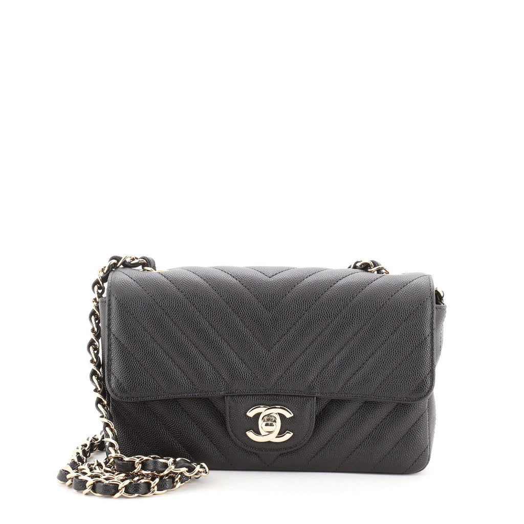 Classic Single Flap Bag Chevron Caviar Mini