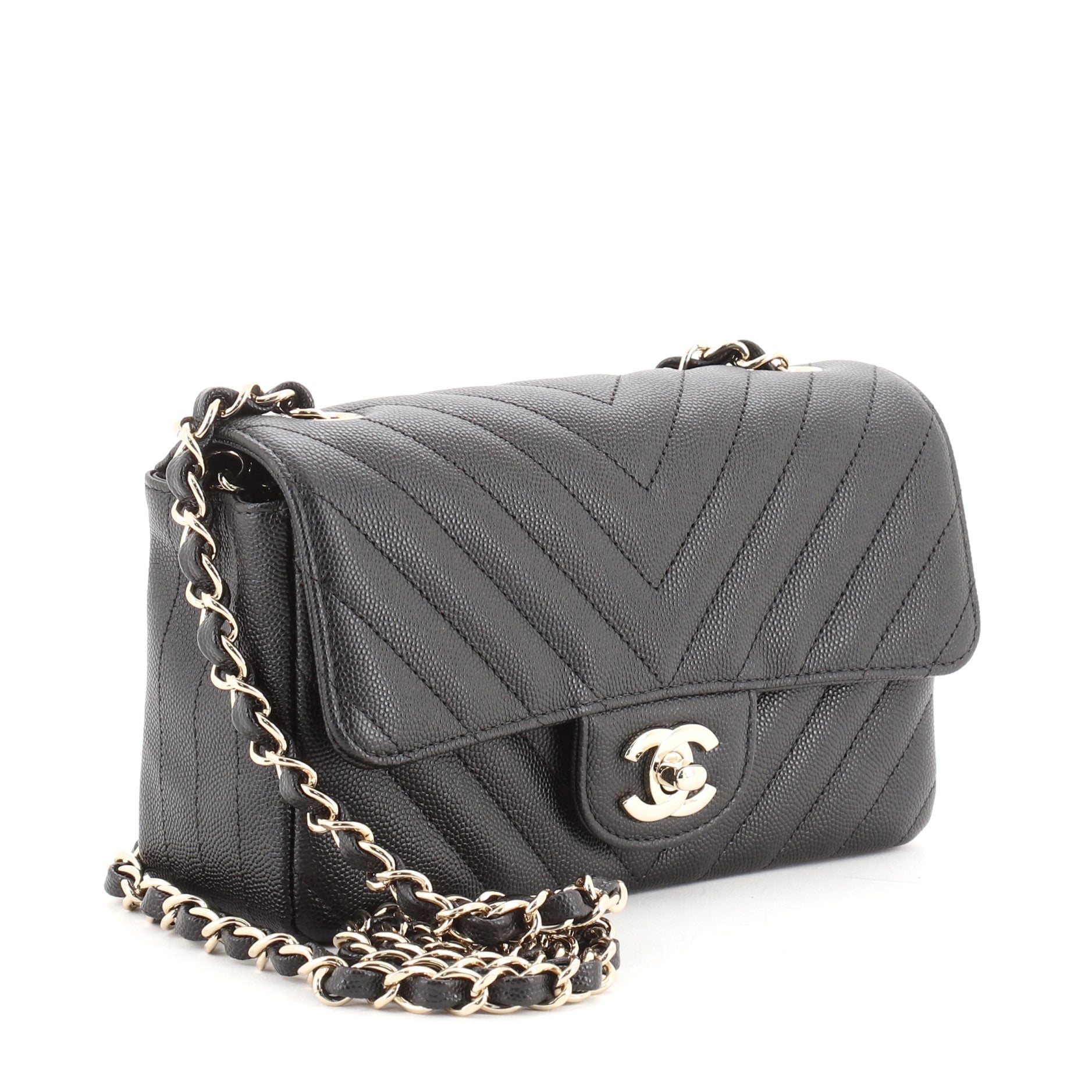 Classic Single Flap Bag Chevron Caviar Mini