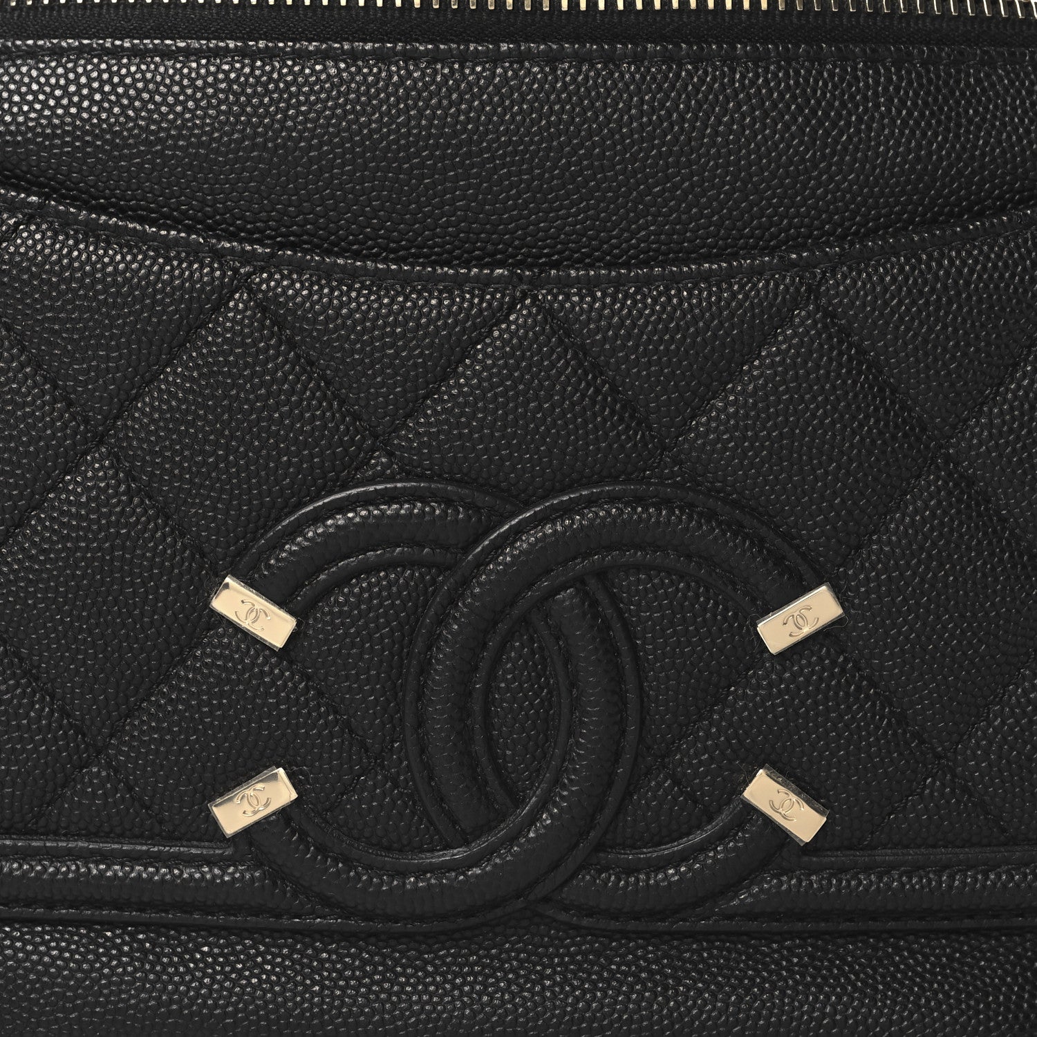 Caviar Quilted Filigree Waist Bag Black