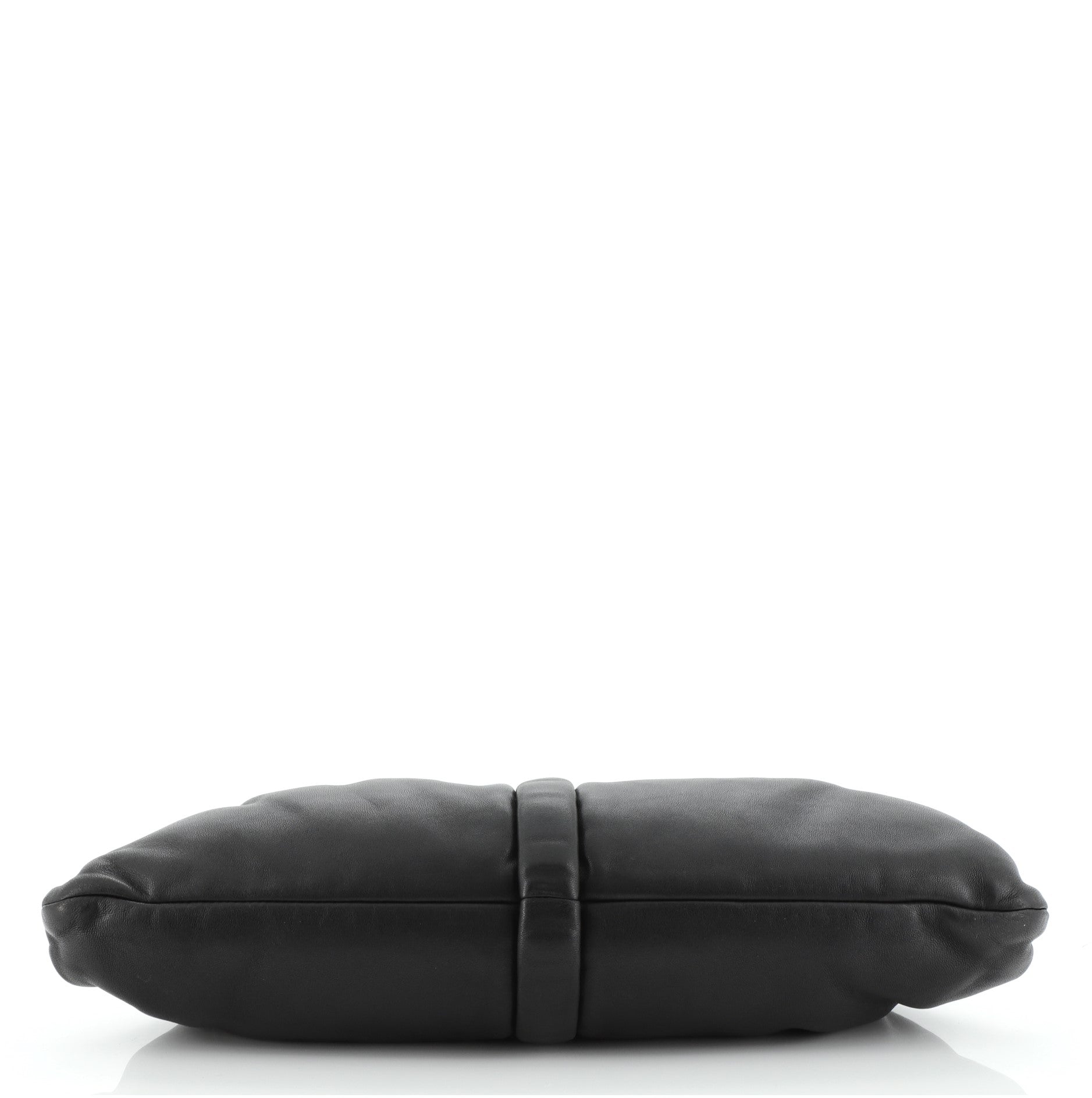 Resin Logo Frame Clutch Pleated Leather Small