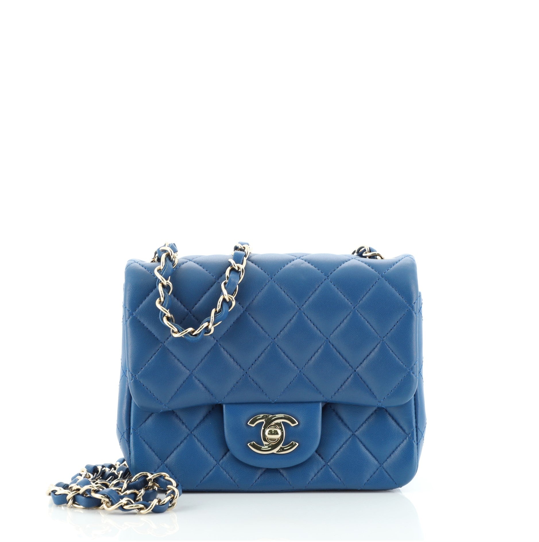 Square Classic Single Flap Bag Quilted Lambskin Mini