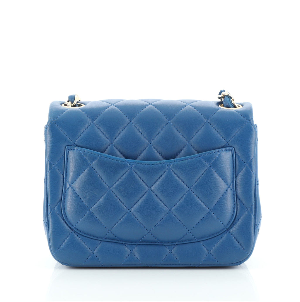 Square Classic Single Flap Bag Quilted Lambskin Mini