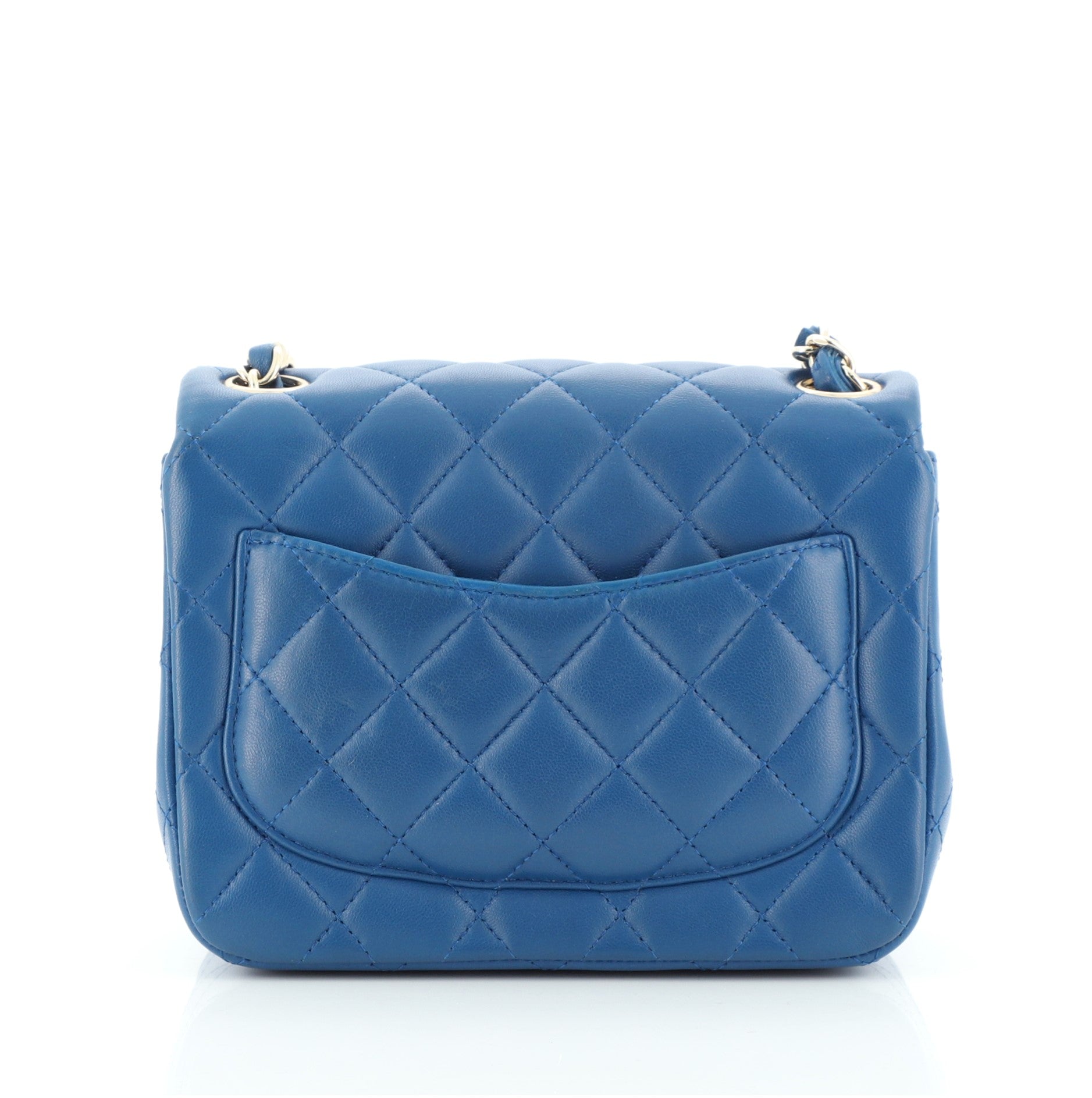 Square Classic Single Flap Bag Quilted Lambskin Mini