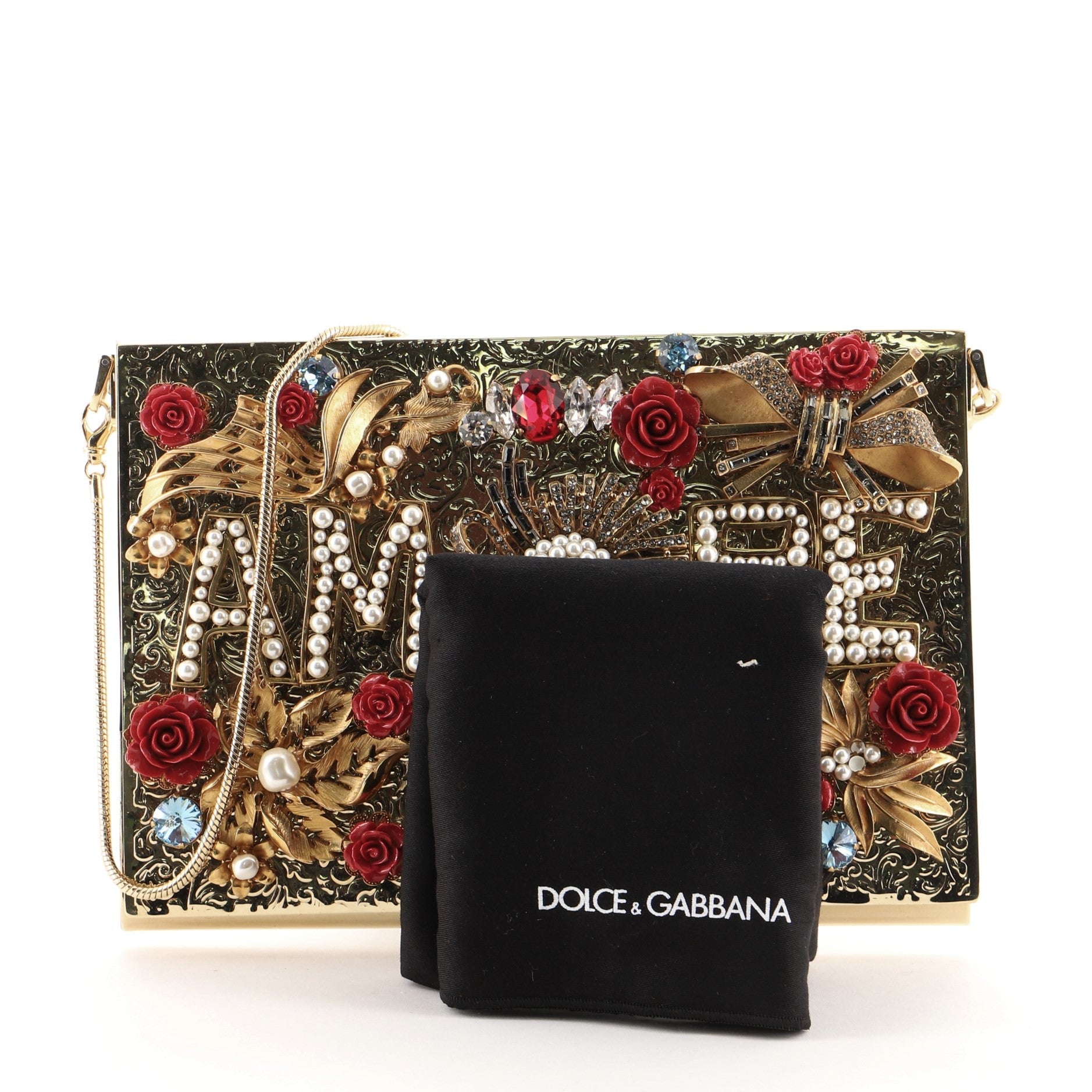 Amore Box Clutch Embellished Metal