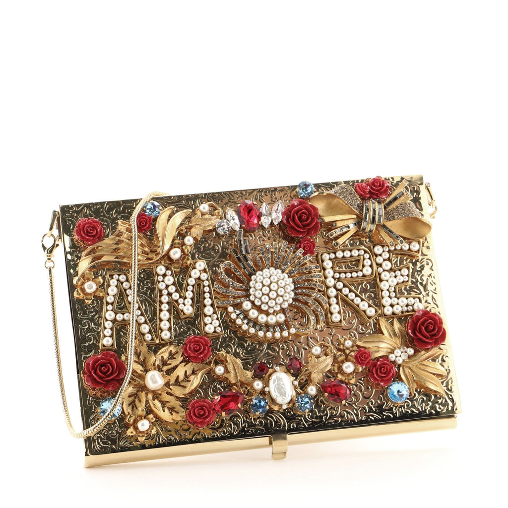 Amore Box Clutch Embellished Metal