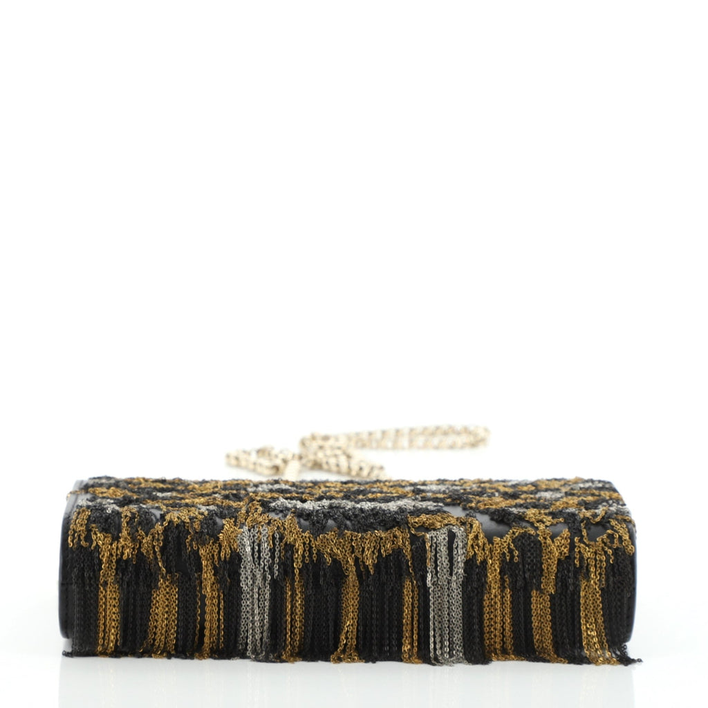 Vanite Clutch Chain Fringe Over Leather Mini