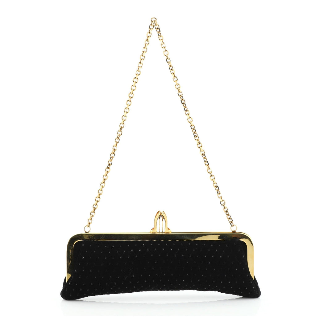 Miss Loubi Chain Clutch Crystal Embellished Velvet