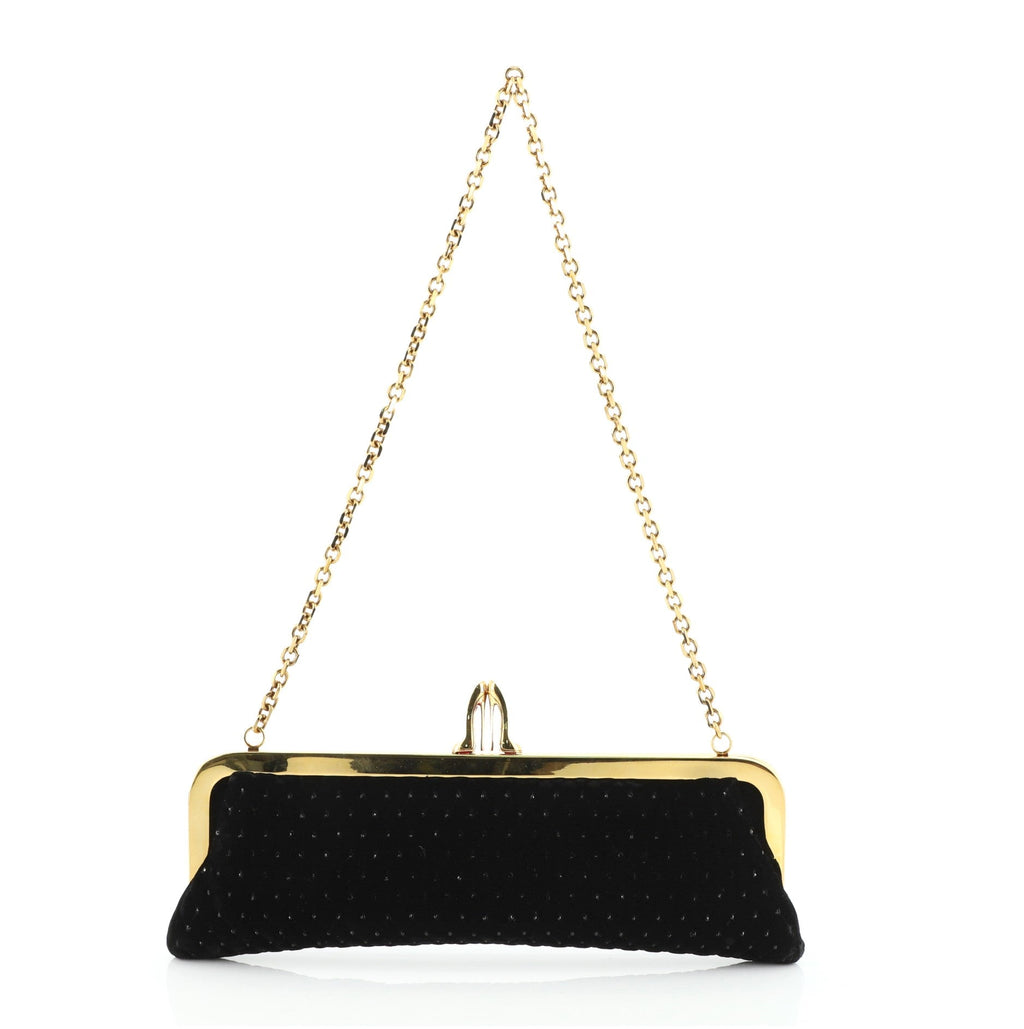Miss Loubi Chain Clutch Crystal Embellished Velvet