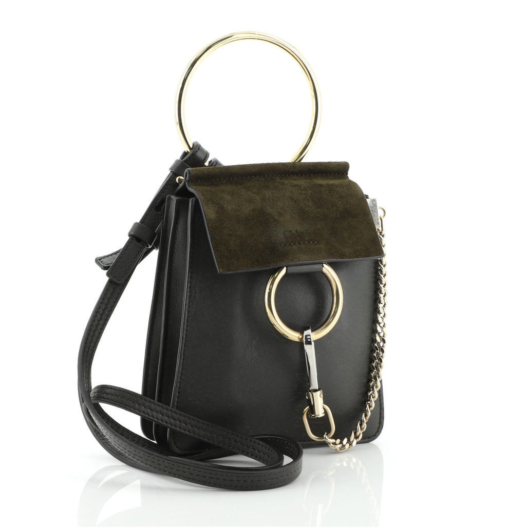 Faye Bracelet Crossbody Bag Leather and Suede Mini