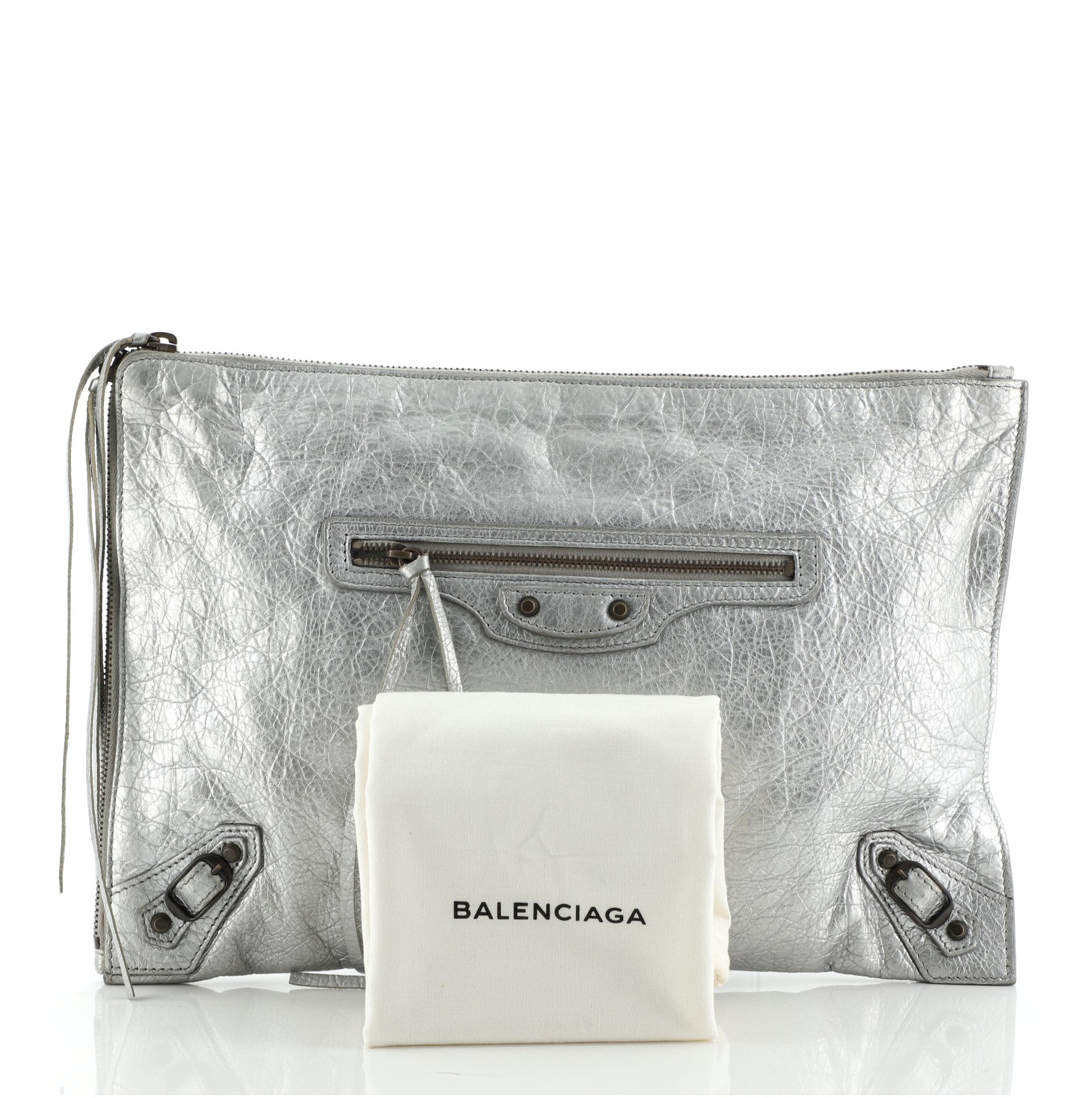 Zip Around Classic Studs Clutch Leather Medium