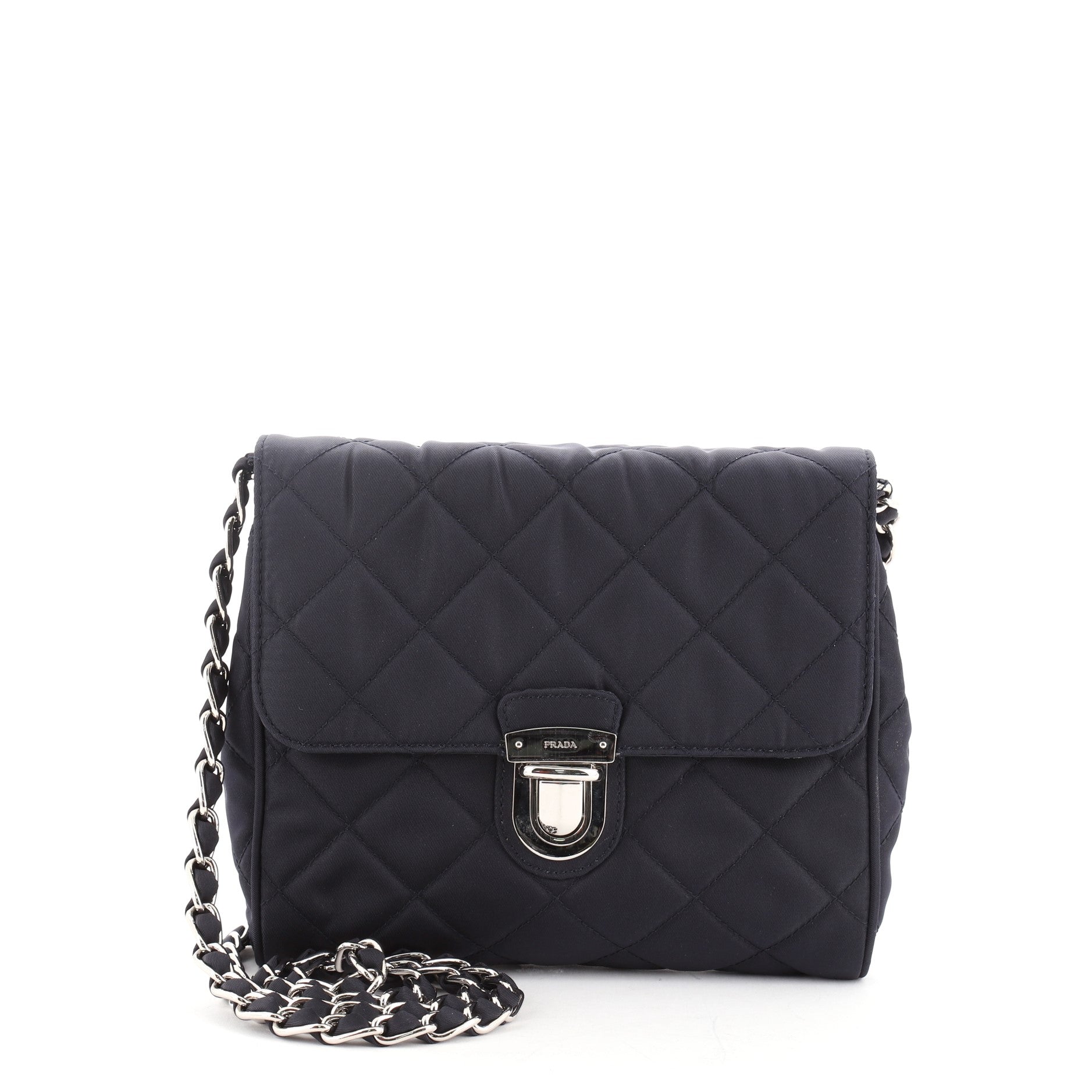 Pushlock Chain Flap Bag Quilted Tessuto Mini
