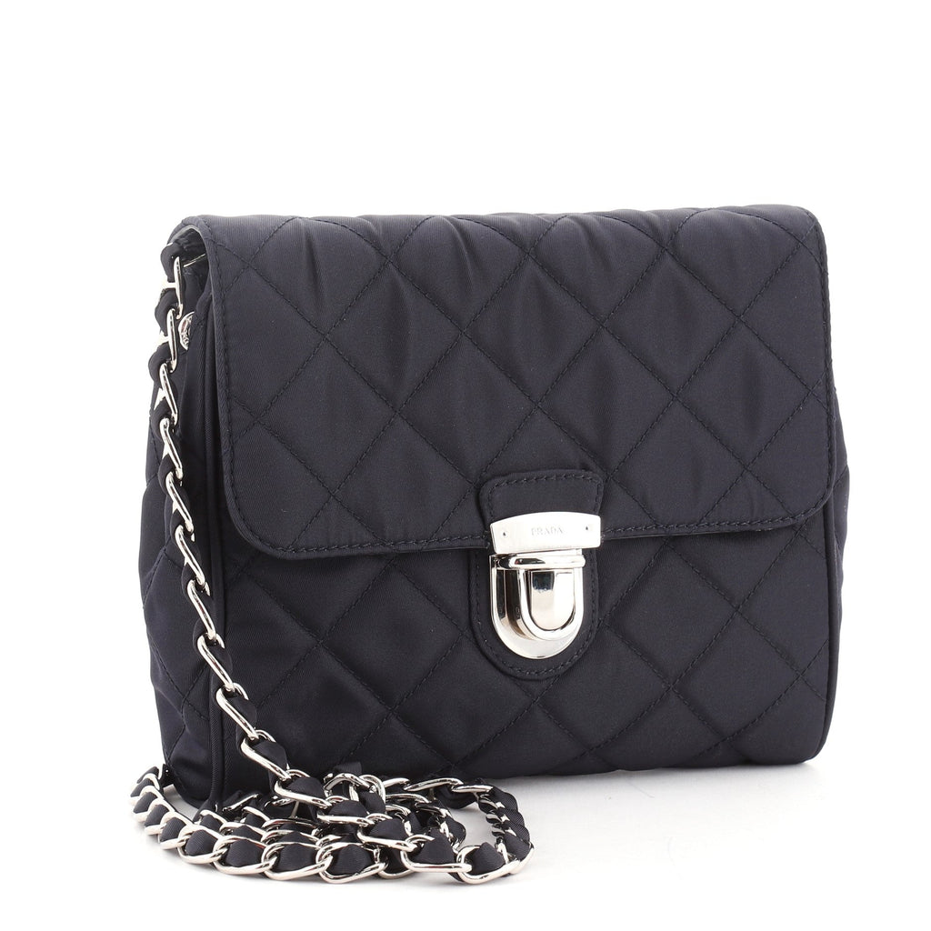 Pushlock Chain Flap Bag Quilted Tessuto Mini