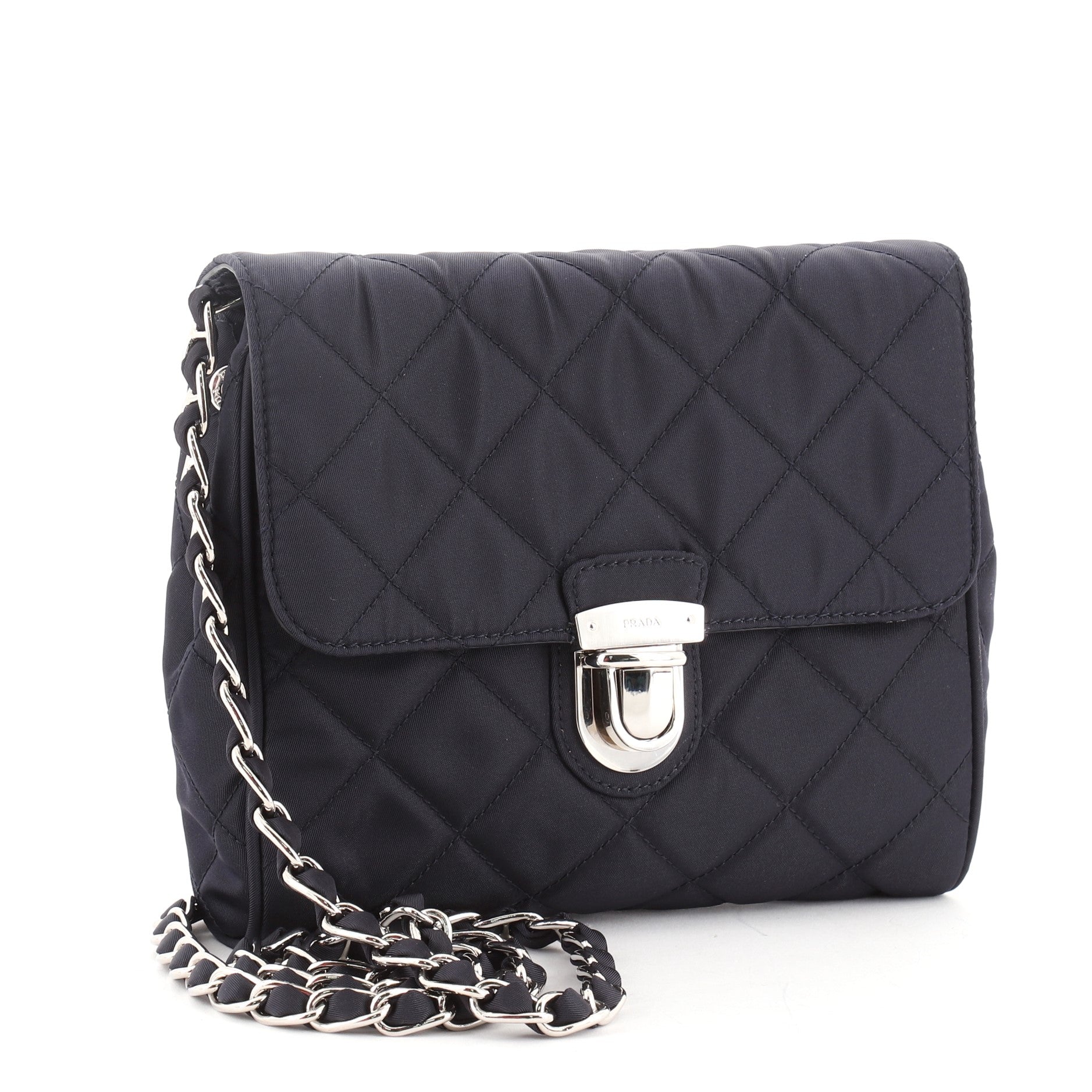 Pushlock Chain Flap Bag Quilted Tessuto Mini