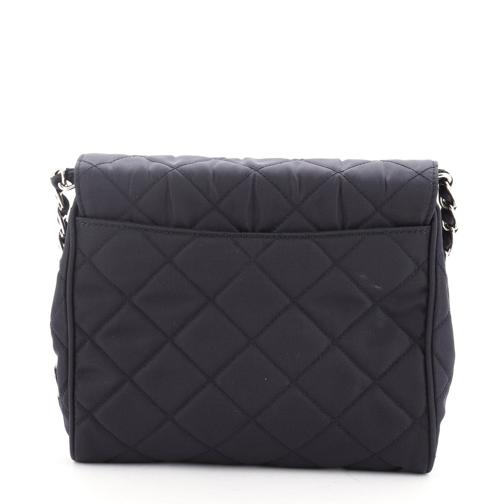 Pushlock Chain Flap Bag Quilted Tessuto Mini