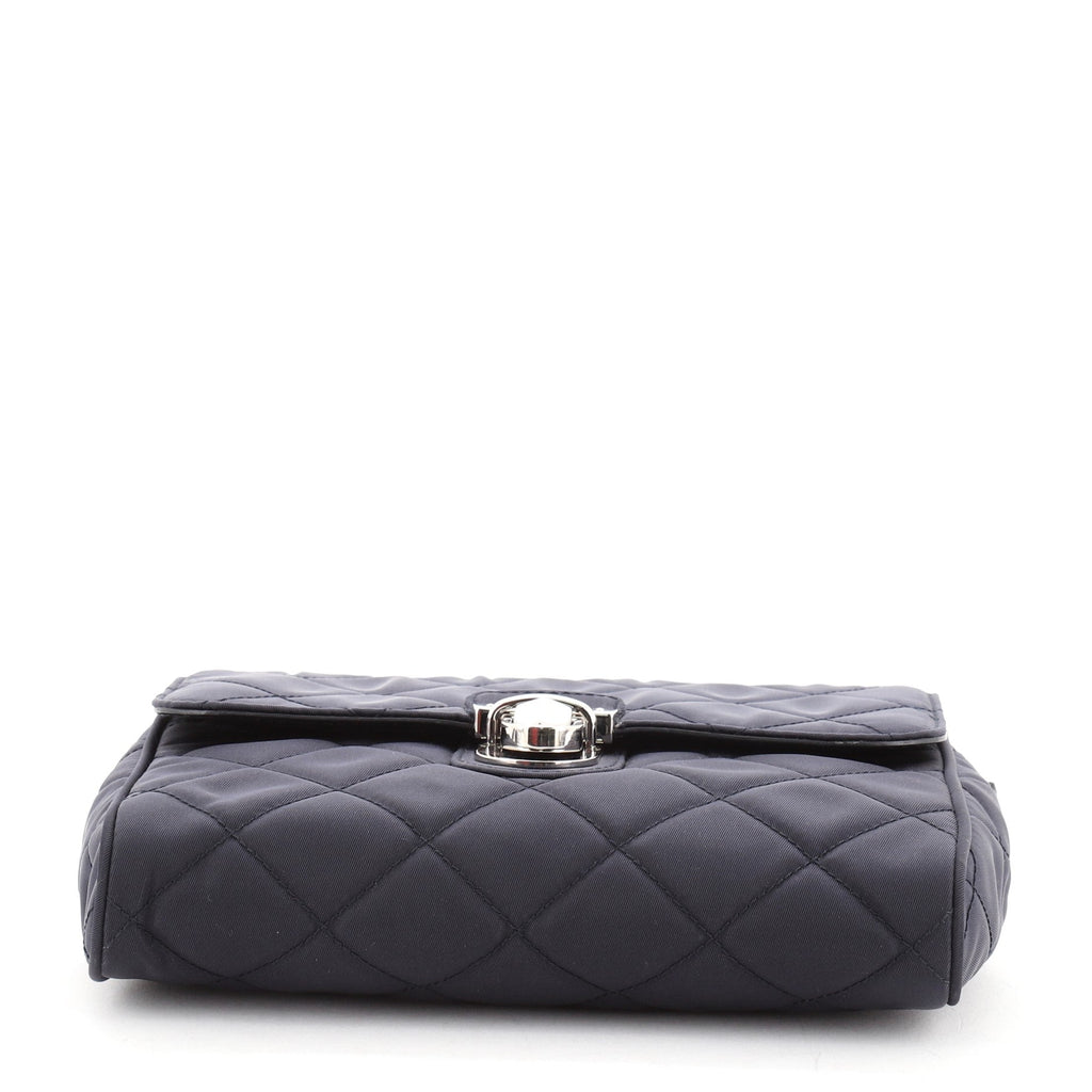 Pushlock Chain Flap Bag Quilted Tessuto Mini