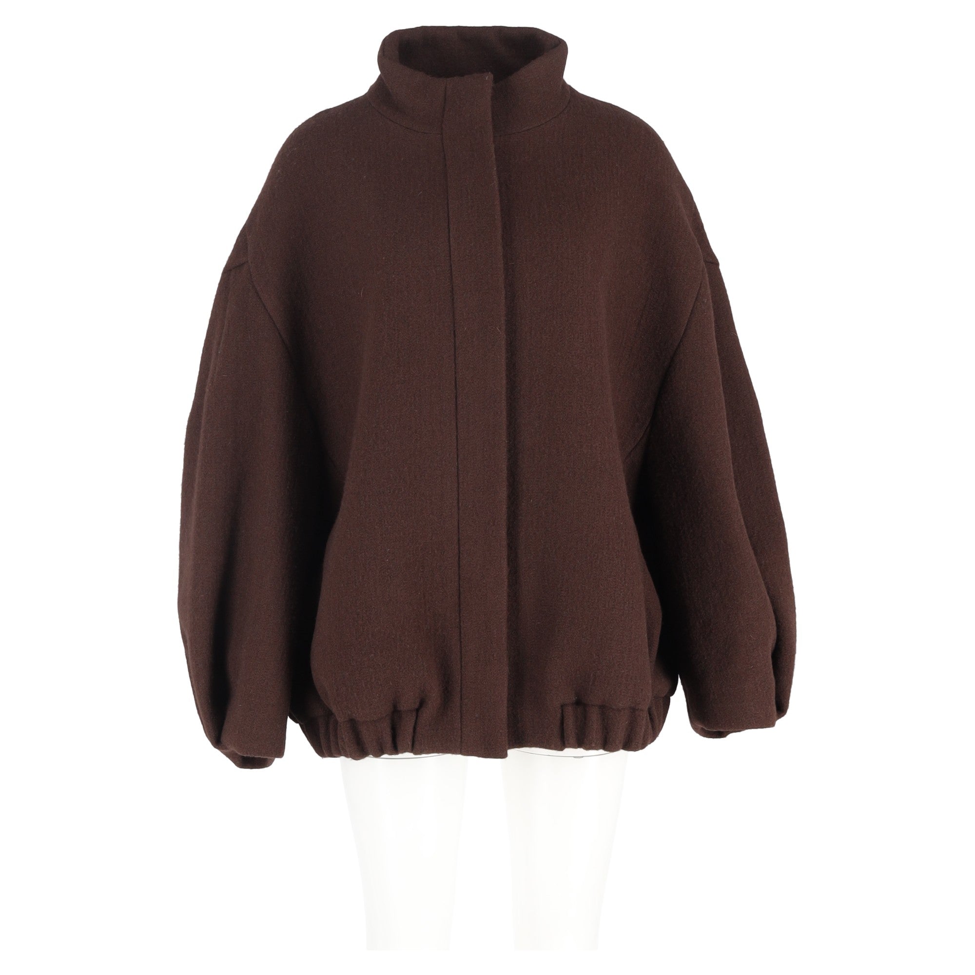 Dries Van Noten Hidden-Zipped Bomber Jacket in Brown Wool
