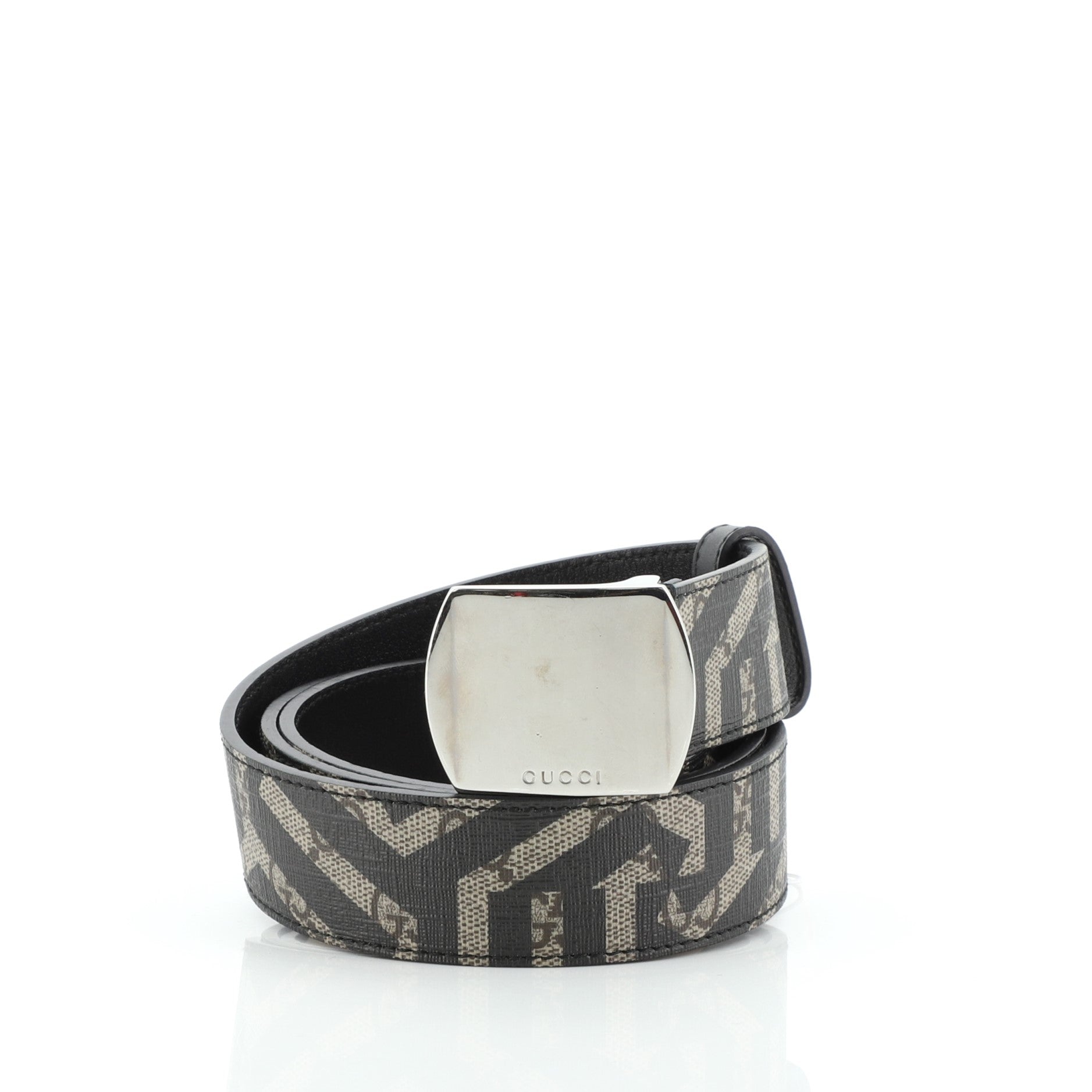 Plate Buckle Belt Caleido Print GG Coated Canvas Wide 95