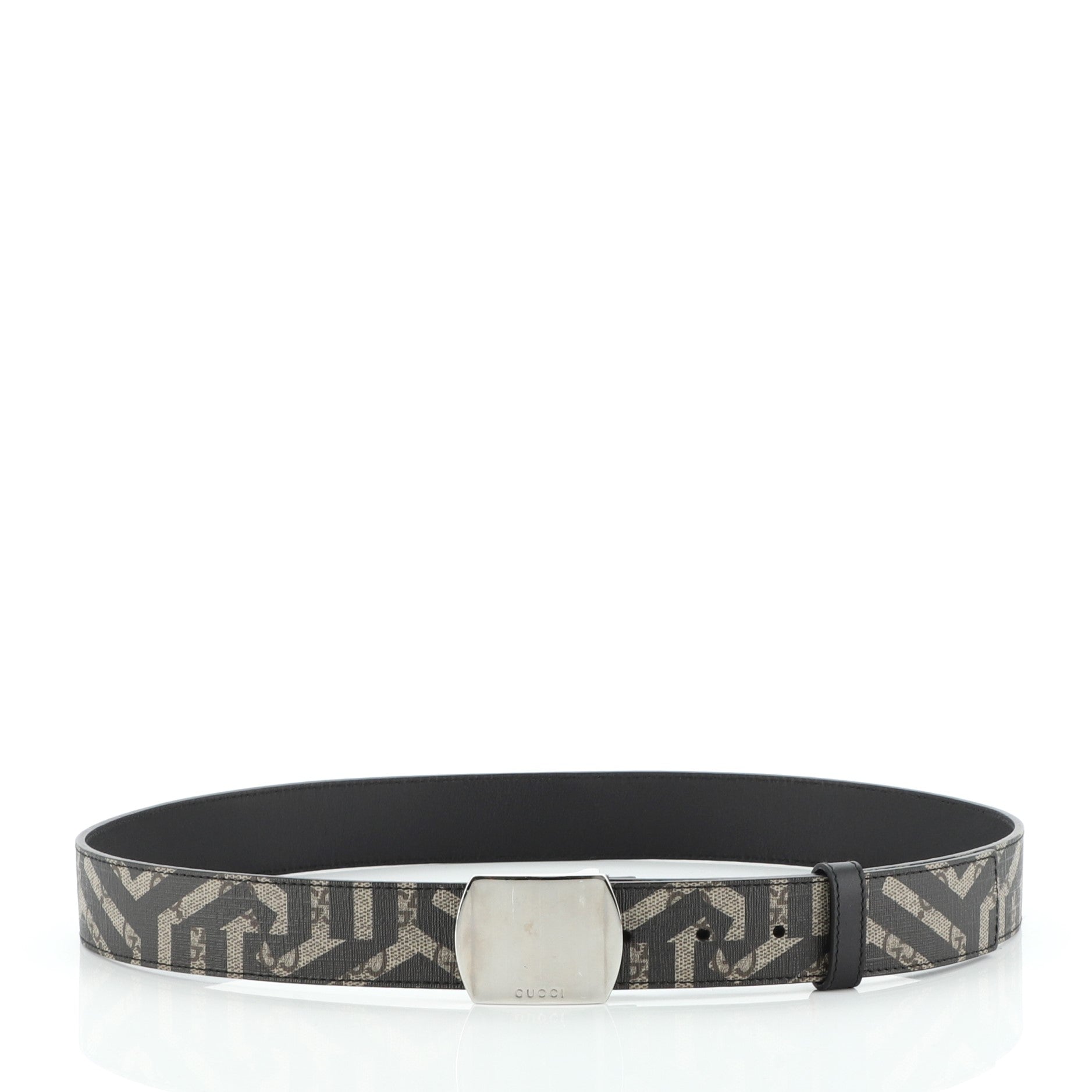 Plate Buckle Belt Caleido Print GG Coated Canvas Wide 95
