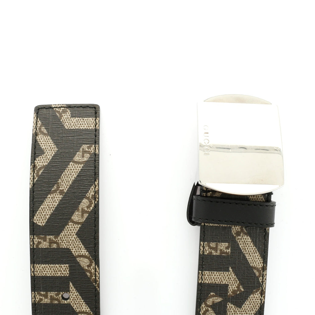 Plate Buckle Belt Caleido Print GG Coated Canvas Wide 95