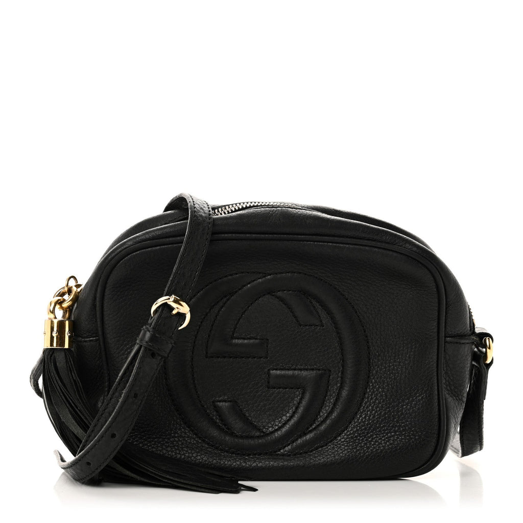 Pebbled Calfskin Small Soho Disco Bag Black