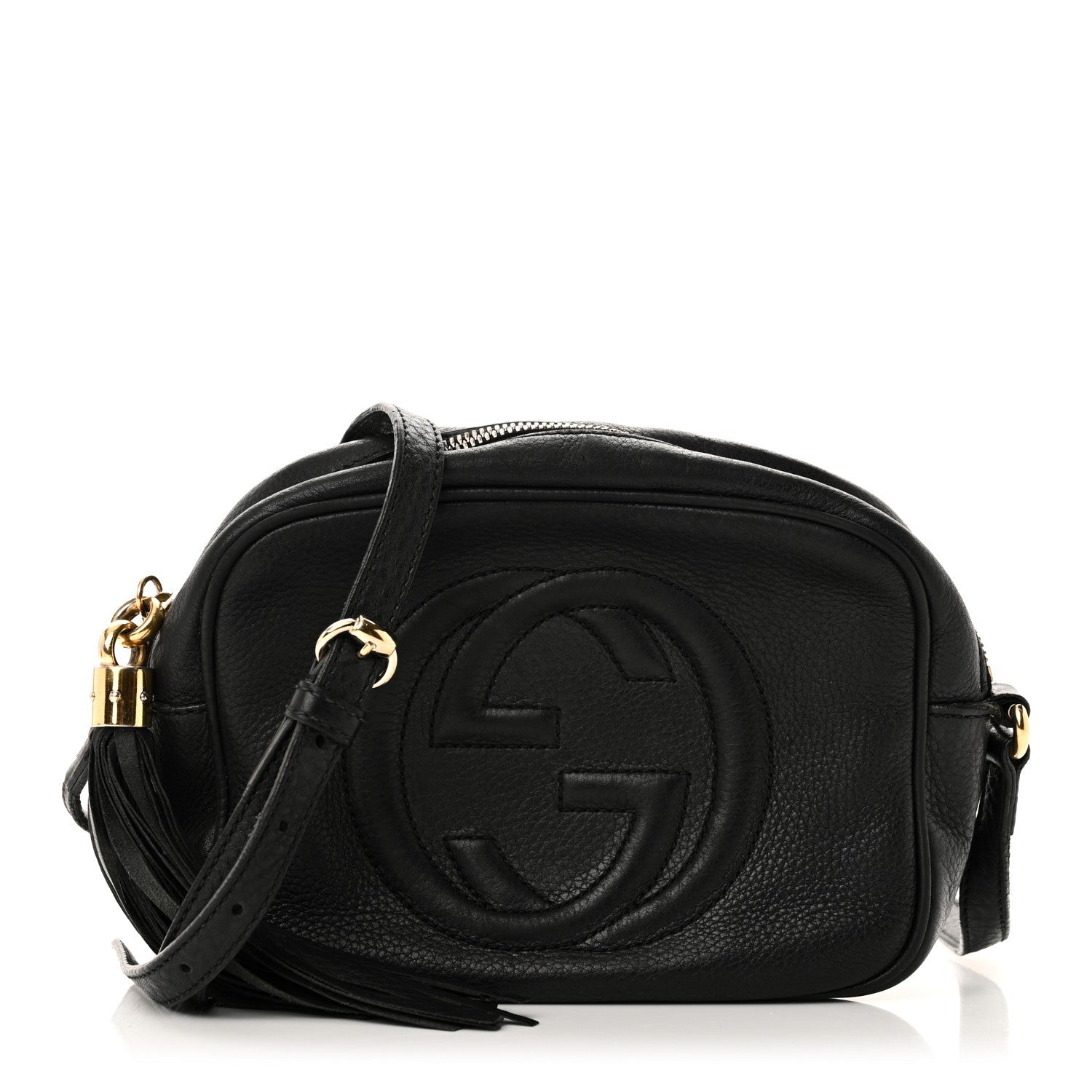 Pebbled Calfskin Small Soho Disco Bag Black