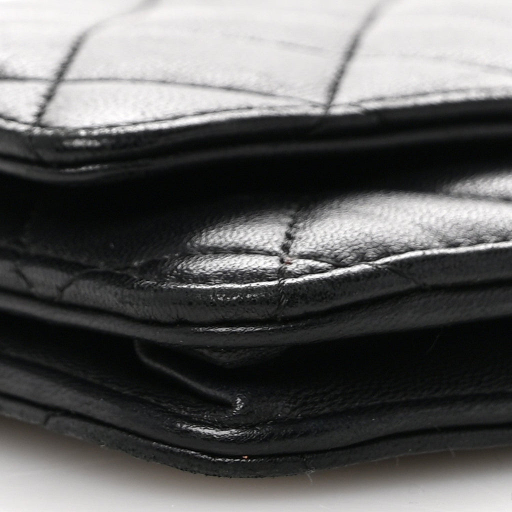 Lambskin Quilted Wallet On Chain WOC Black