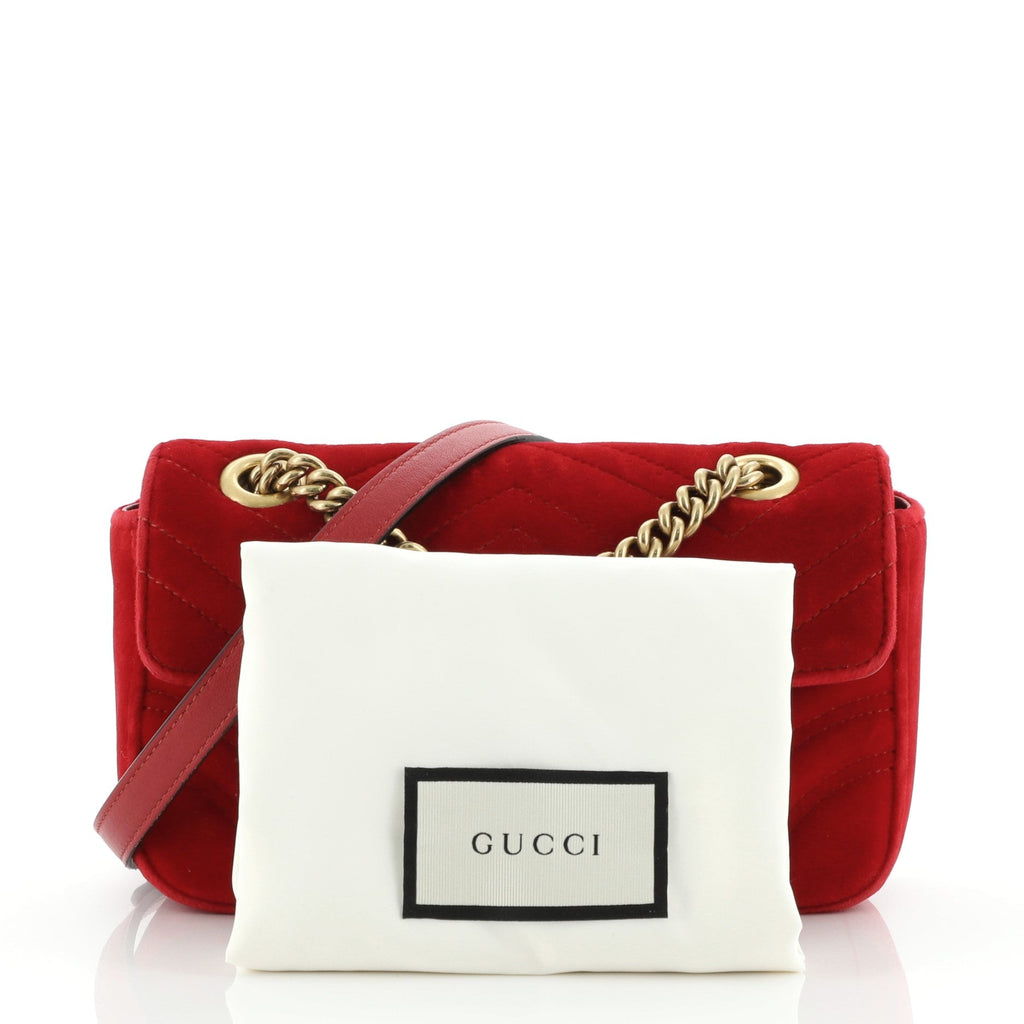 GG Marmont Flap Bag Matelasse Velvet Mini