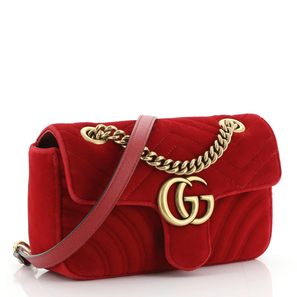 GG Marmont Flap Bag Matelasse Velvet Mini