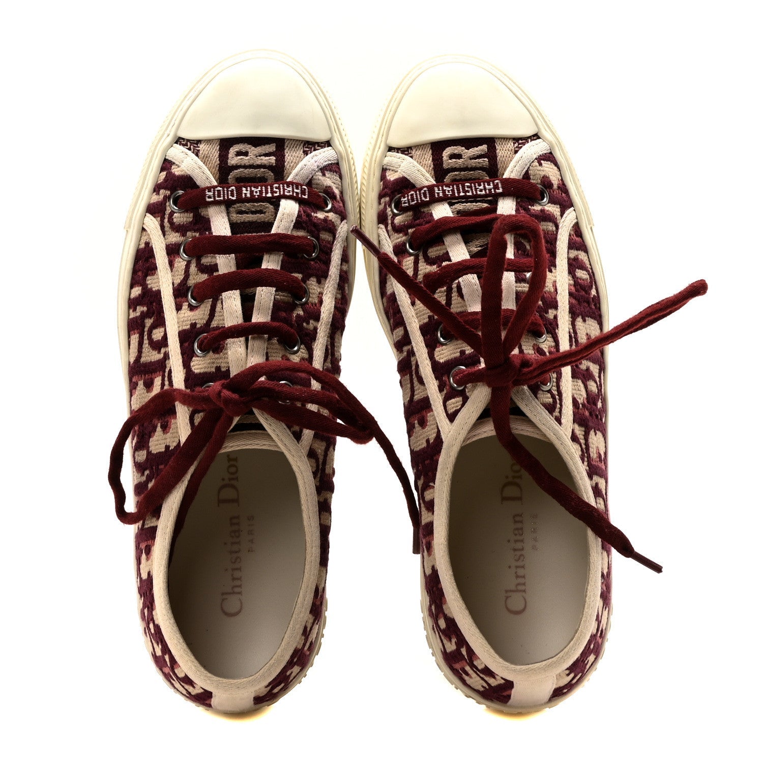 Canvas Oblique Walk'N'Dior Low Top Sneakers 38.5 Deep Amaranth