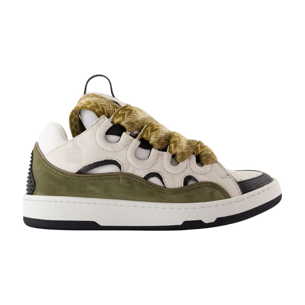 Women's Curb Sneakers - Lanvin - Synthetic - White/Khaki