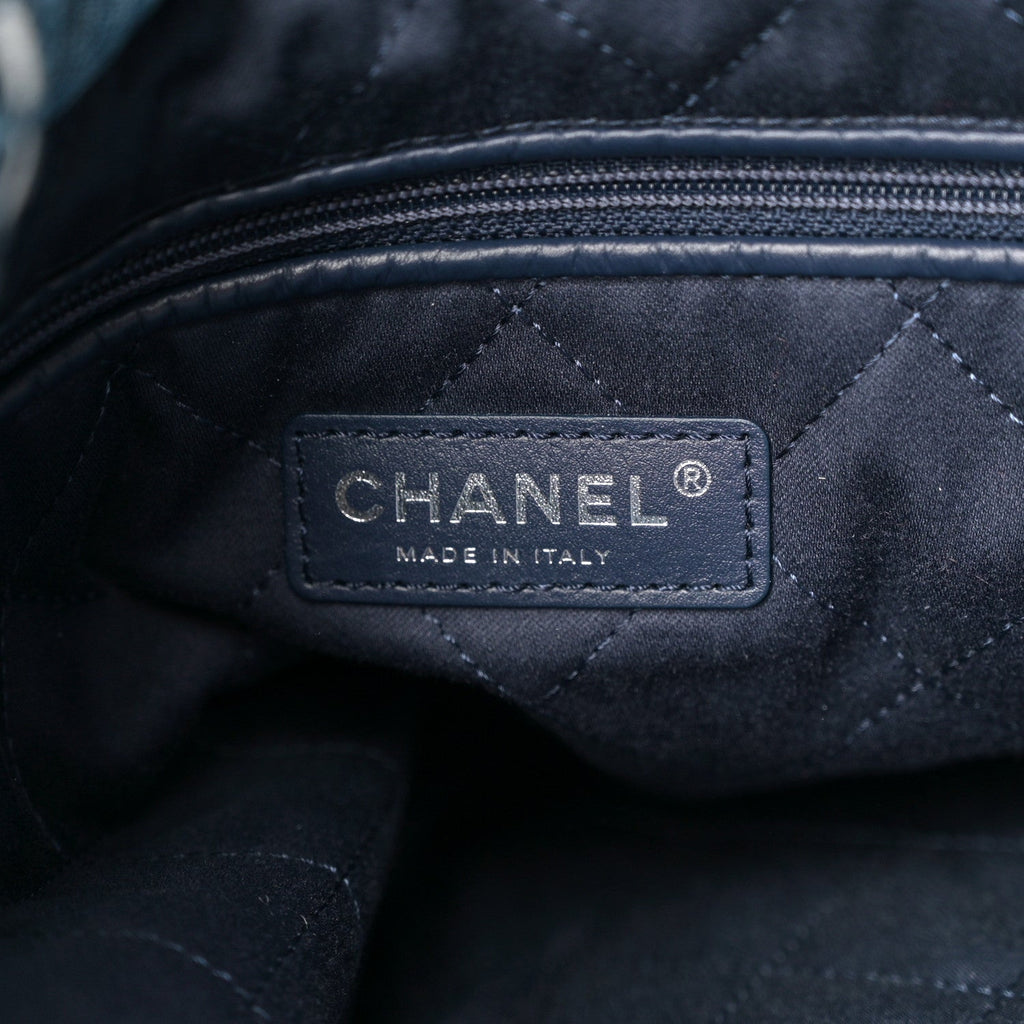 Denim Quilted Stitched Small Chanel 22 Blue