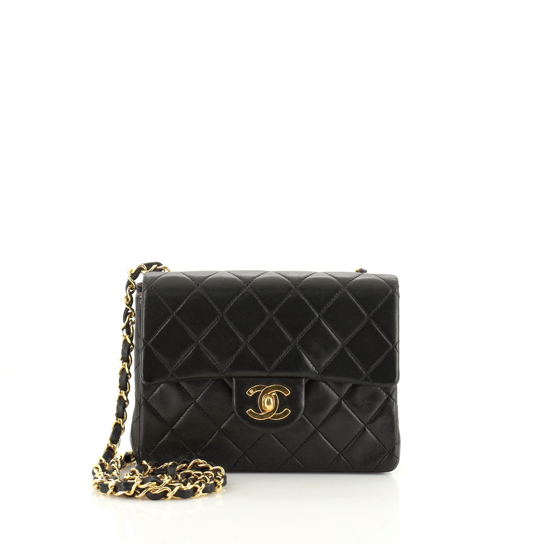 Vintage Square Classic Single Flap Bag Quilted Lambskin Mini