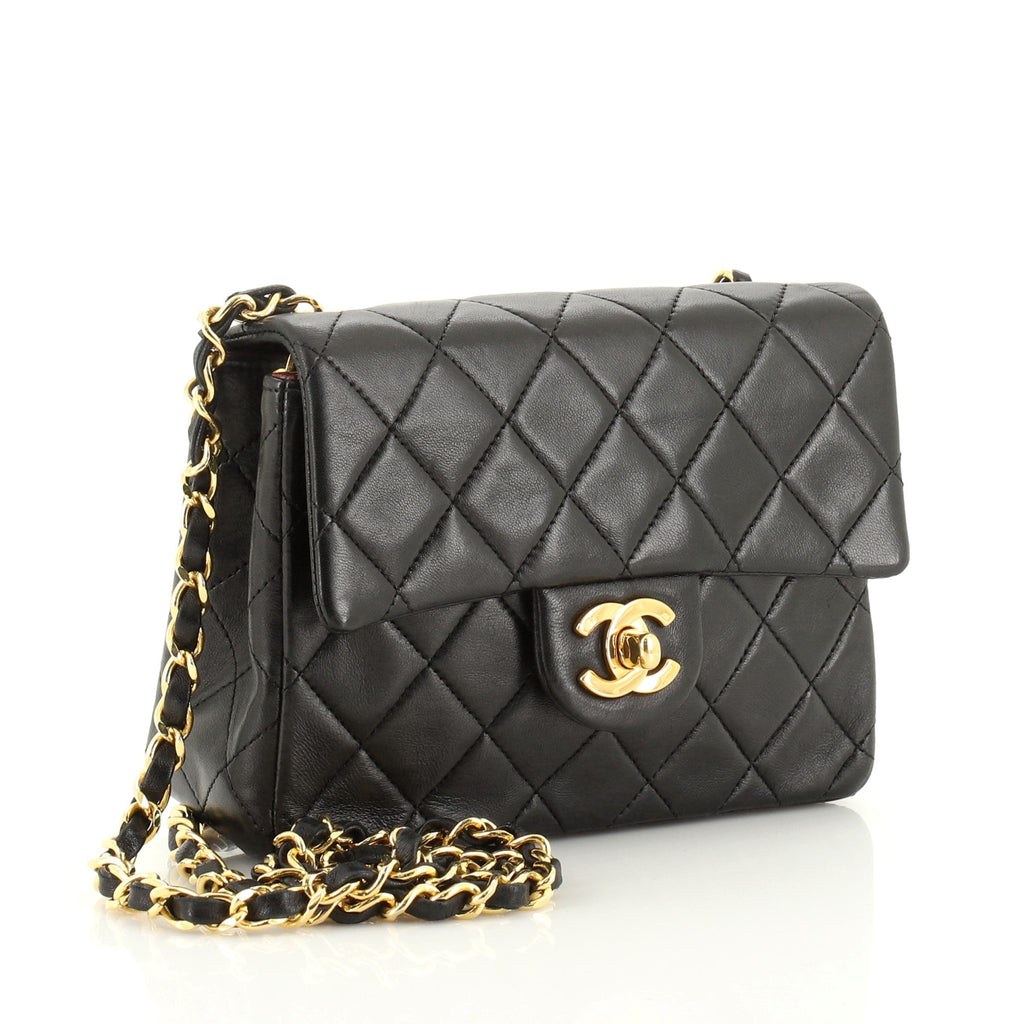Vintage Square Classic Single Flap Bag Quilted Lambskin Mini
