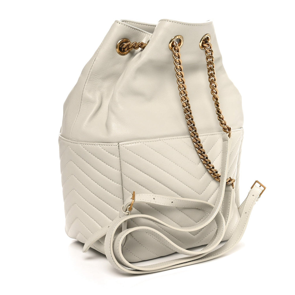 Lambskin Matelasse Monogram Joe Backpack Cream