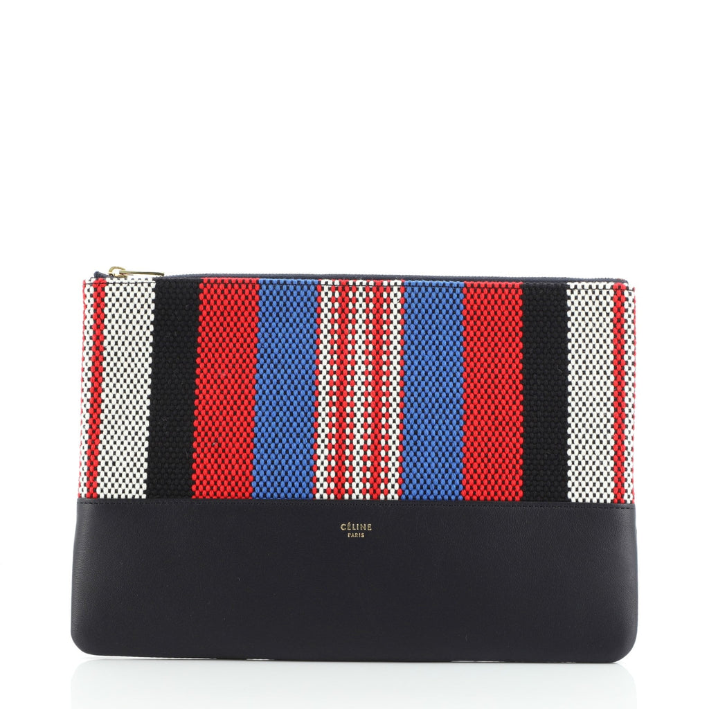 Solo Clutch Striped Canvas and Leather Small