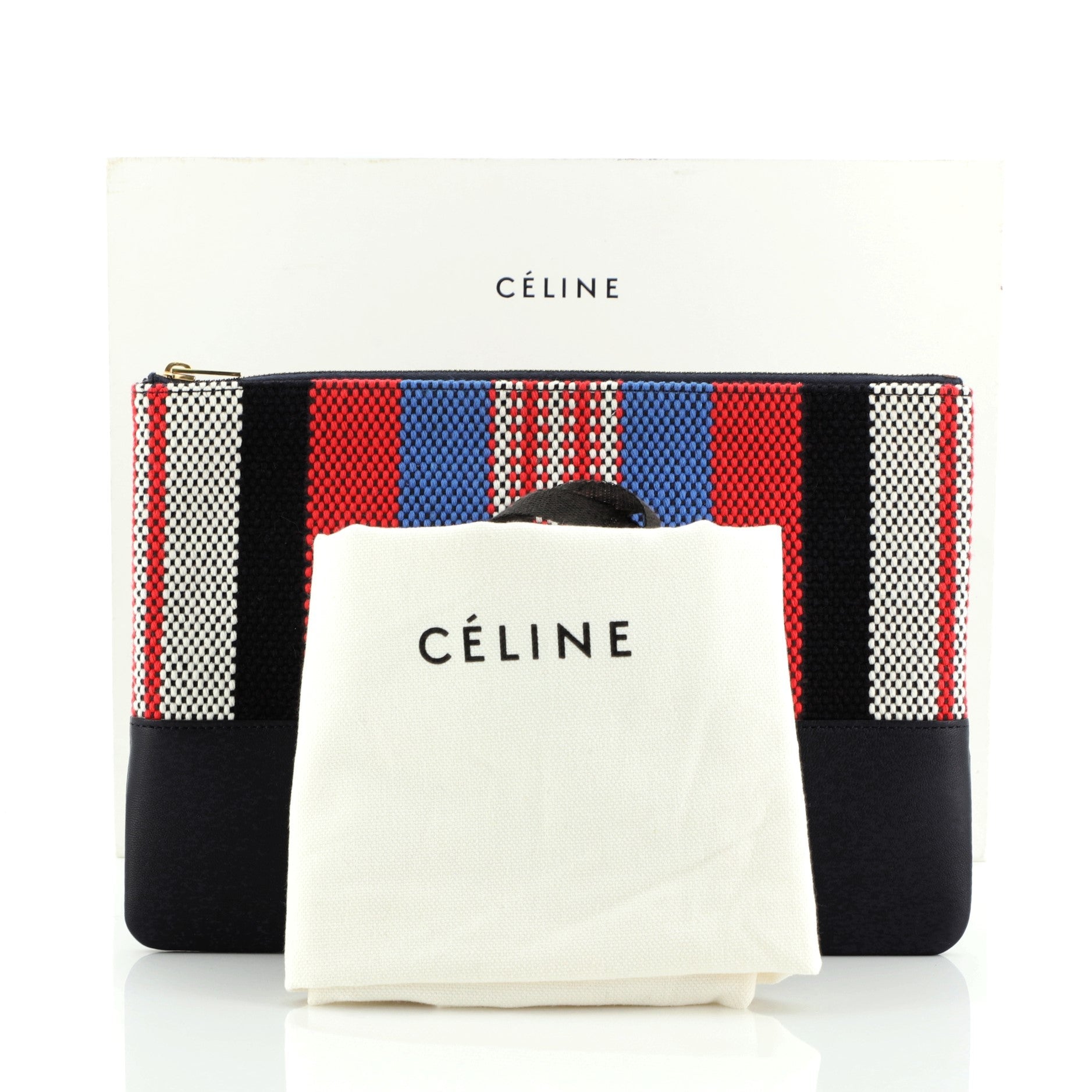 Solo Clutch Striped Canvas and Leather Small