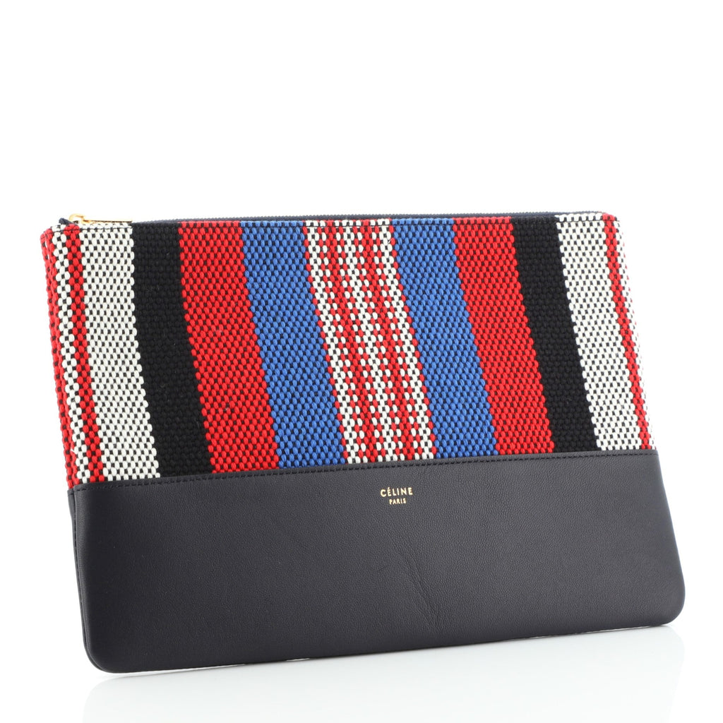 Solo Clutch Striped Canvas and Leather Small
