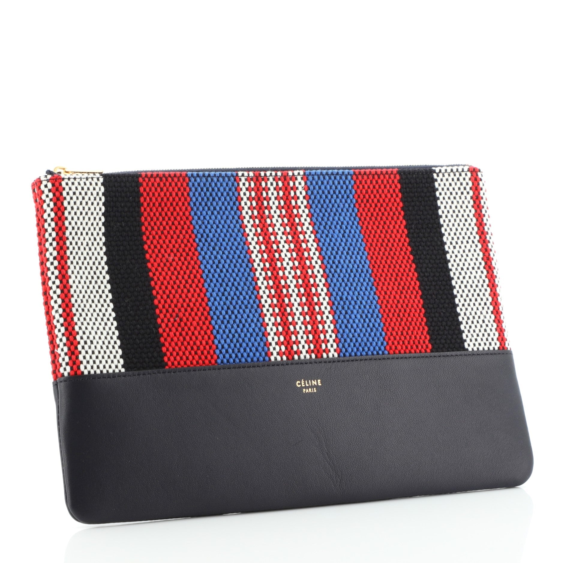 Solo Clutch Striped Canvas and Leather Small